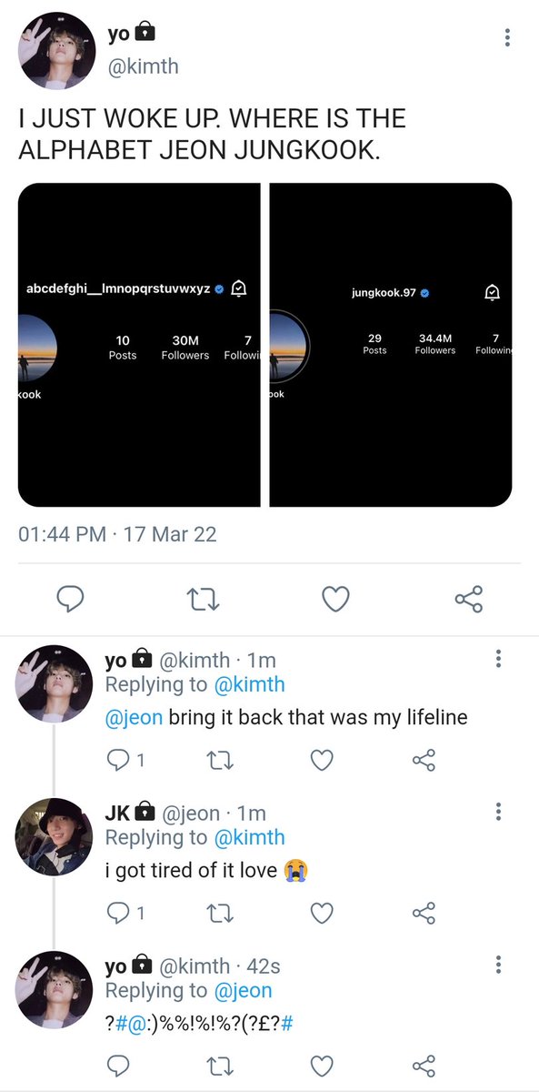 faesvk's tweet photo. #taekookau where tăehyung is having a breakdown over the change of jungkoök's alphabet ig username. https://t.co/I4gLqAI24D