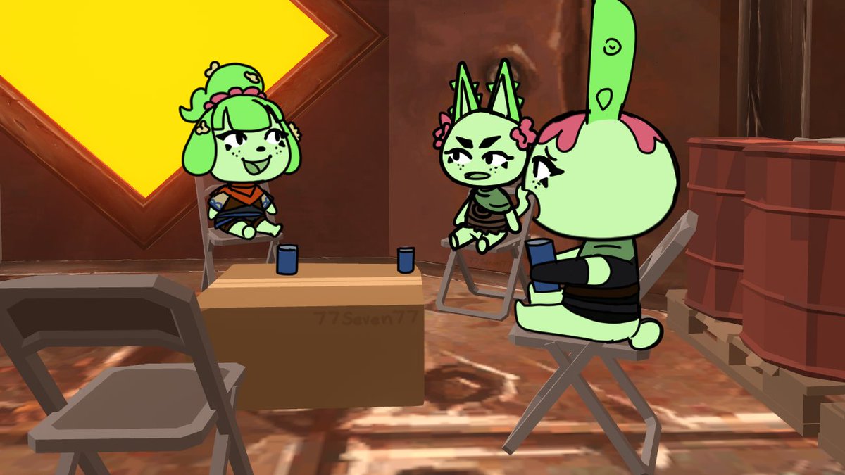 crypticallypink's tweet image. Cactus trio from neon divide as lil animal crossing characters. what do you think they are talking about?