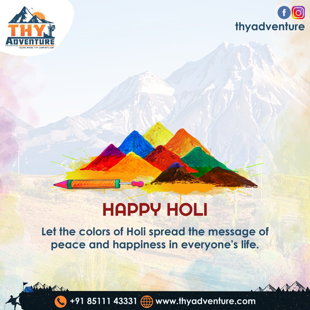THYAdventure's tweet photo. May the colors of Holi come with positive energy and make your life cheerful and Happy!! ๐
#HappyHoli2022 #HappyHoli #thyadventure #dreamwiththy https://t.co/ggy2BBeRIz