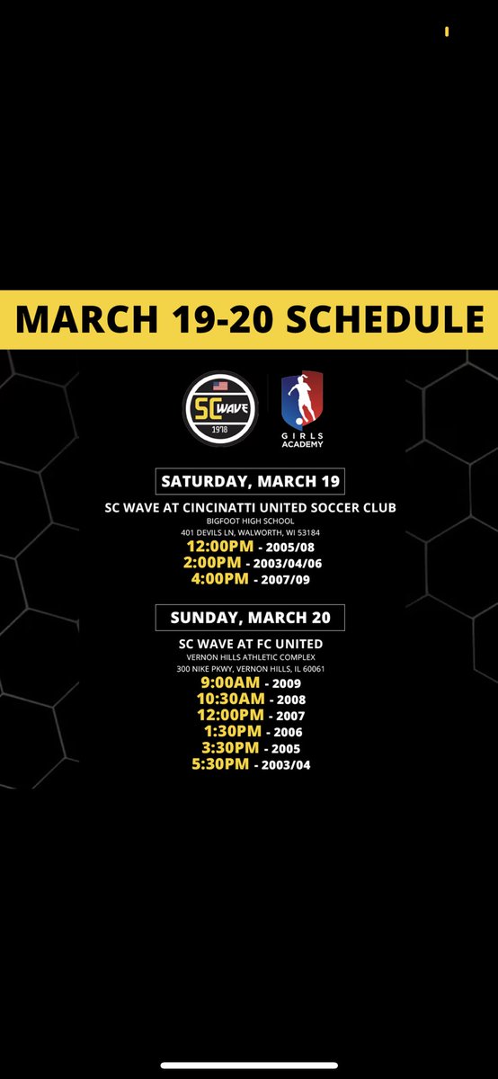 Looking forward to some marquee matchups this weekend!
#letsgowave <a href="/GAcademyLeague/">Girls Academy</a> <a href="/WisconsinSoccer/">Wisconsin Soccer Central</a> <a href="/WIYouthSoccer/">WYSA</a> <a href="/BadgerWSoccer/">Wisconsin Women’s Soccer</a>  <a href="/MarquetteWSOC/">MARQUETTE Soccer</a> <a href="/MKE_WSoccer/">Milwaukee Women’s Soccer</a> <a href="/gbphoenixwsoc/">Green Bay Women’s Soccer</a> <a href="/ParksideWSoccer/">Parkside Women's Soccer</a> <a href="/oshkoshsoccer/">Erin Coppernoll</a>
