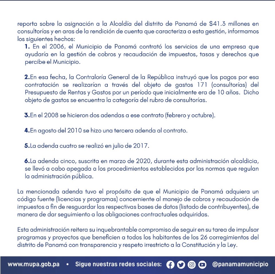 El Alcalde <a href="/joseluisfabrega/">José Luis Fábrega</a> hace saber que los 41 millones gastados en Consultorías, vienen de la administración pasada!!

Administración que por cierto gasto Miles de Millones!! (Eso lo digo yo)