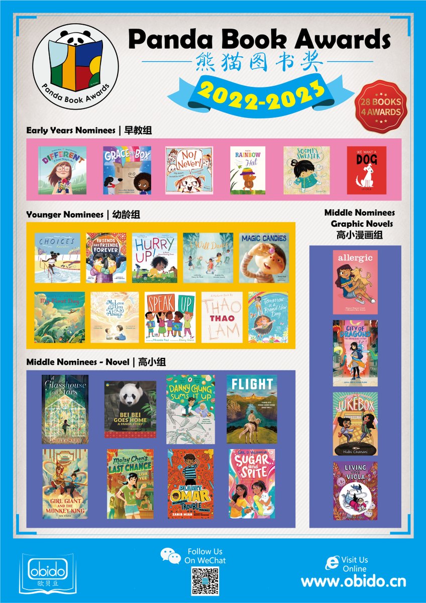 becinthelibrary's tweet photo. The shortlists for next year's #PandaBookAwards have been announced!
We are so excited to read these magnificent titles with our international school students in China.
Participation in the Award is open to any international school in the world. Get on board! #intlchat #learnisb https://t.co/zw1hE3Ixrh