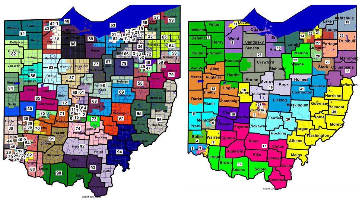 OHSupremeCourt's tweet image. CASE ANNOUNCEMENT: In League of Women Voters of Ohio v. Ohio Redistricting Comm., third set of Ohio House &amp;amp; Senate district maps are ruled unconstitutional. Members of the Ohio Redistricting Comm. ordered to reconvene and adopt new General Assembly maps. bit.ly/3u6UDDl