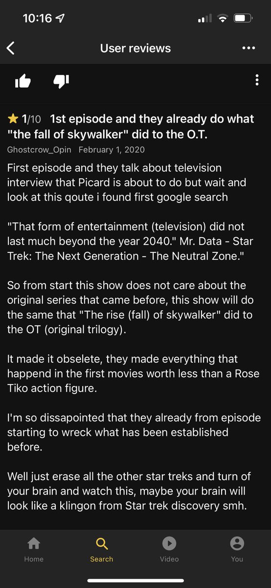 reacTrek's tweet photo. God forbid they get something wrong based on a throw away line in an old episode… #StarTrek #StarTrekPicard https://t.co/BMB5R0kkWd