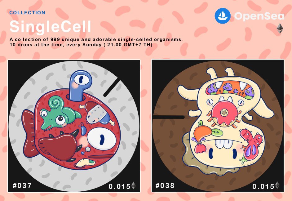🚀Collection SingleCell🚀
👾👾  #037-038  👾👾
⭐️0.015 ETH⭐️

Available On .. Opensea
Link : opensea.io/collection/sin…

#NFTCollection #NFT #NFTCommunity #NFTartist #opensea #NFTTHAILAND #nftart