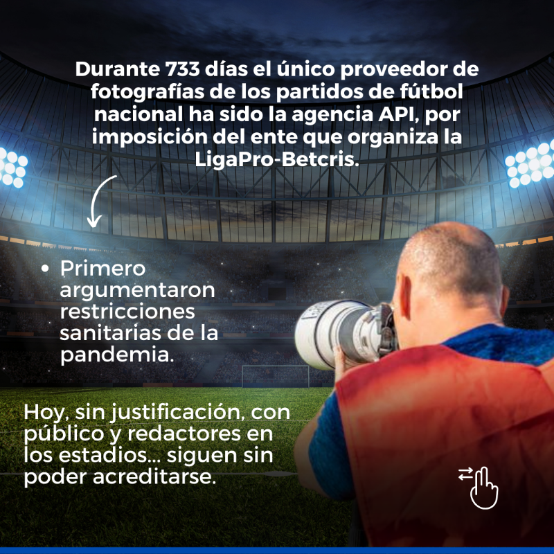 Expresoec's tweet photo. ¿Hasta cuándo @ligaproec? 🧐 Por dos años, este ente no ha dejado entrar a sus estadios a los cronistas gráficos. Por dos años, ha impuesto marcas en las imágenes que proveen a los medios. Lee más: