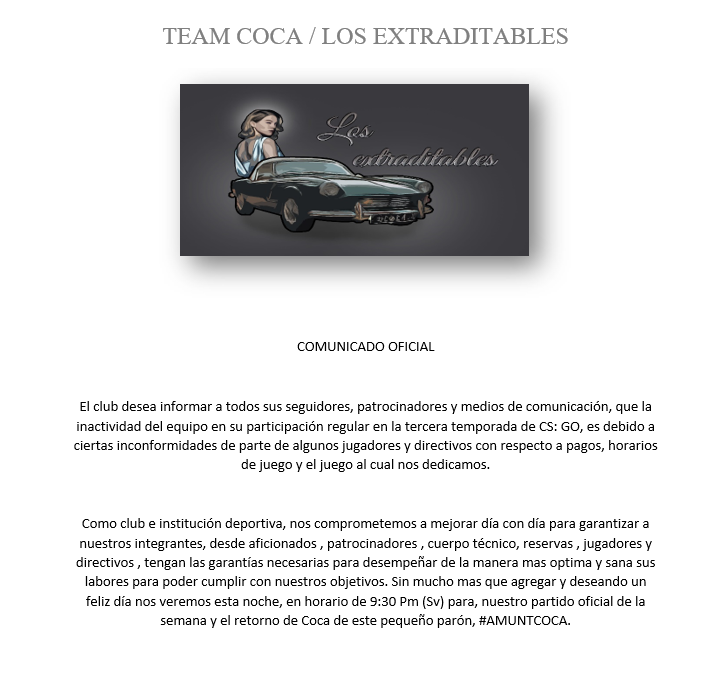 teamcocacsgo's tweet photo. 🦇| COMUNICADO OFICIAL https://t.co/WrXq3yt61E