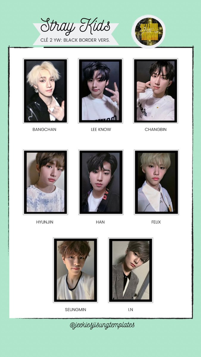 ✨ Stray Kids Yellow Wood OT8 photocard template/list ✨ - Yellow