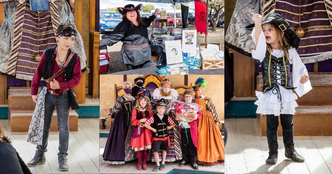 BruceMatsunaga's tweet photo. A bounty of pics from @kidsneedtoread shore leave at 
@azrenfest's Pirate Invasion weekend featuring the Children’s Pirate Costume Contest. The top 3 pirates took home a share of the booty provided by KNTR. ARRRGH!! #arizonarenaissancefestival #azrenfest https://t.co/bzUSqs2uPZ https://t.co/kNTWxEuw6n