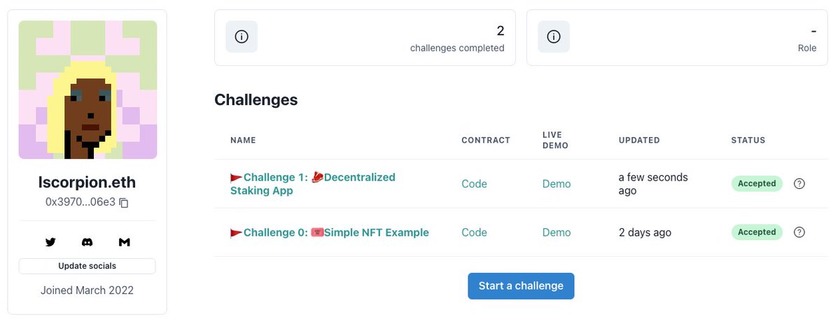 0xLScorpion's tweet image. Second day ... Second Challenge ... thanks @PatrickAlphaC @austingriffith #speedrunethereum