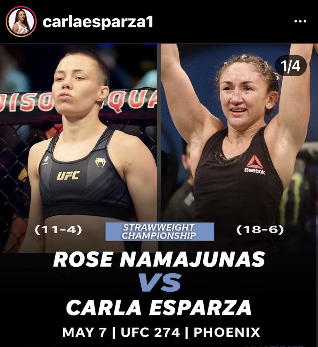 Let’s go @CarlaEsparza1 🔥🔥🔥🔥🔥🔥🔥🔥🔥🔥

Can’t wait for this! #TeamCarla #UFC #Crypto #May7
