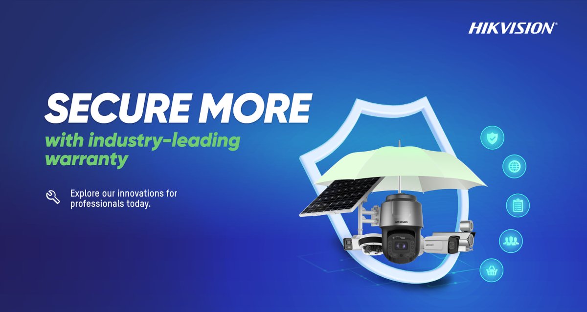 HikvisionHQ's tweet photo. #SecureMore with industry-leading warranty!
We deliver products with a standard warranty, giving end users reliability and peace of mind.
Selling out is not the end. Good customer experience embodies better #aftersales service.
👉: https://t.co/kS1ZzRZ64Z
#Hikvision #bestservice https://t.co/JVwLSidH2O