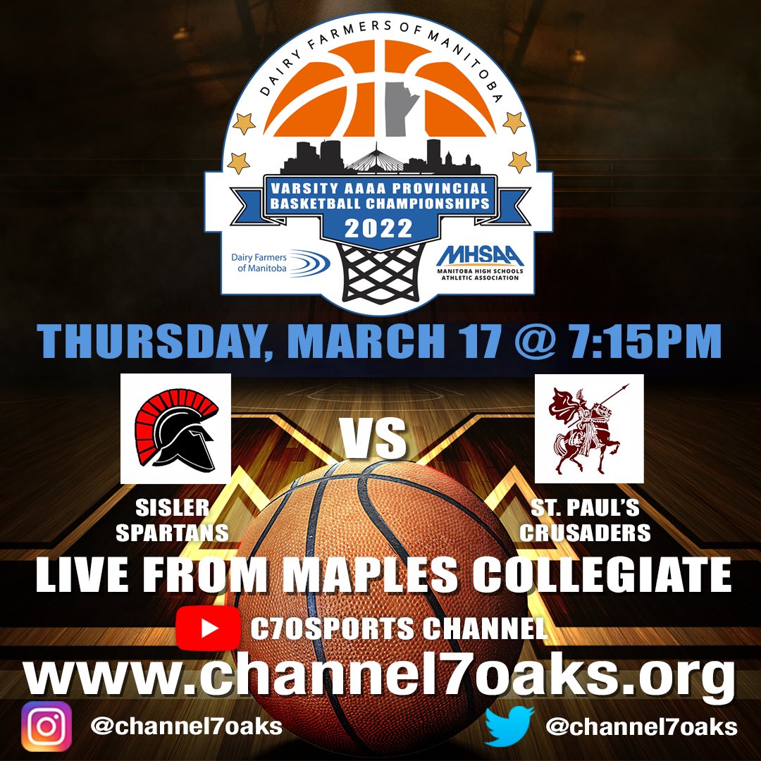 Second game of The Semi’s is at 7:15pm on Thursday. @7OaksSchoolDiv <a href="/basketballmb/">Basketball Manitoba</a> <a href="/MHSAA_/">MHSAA</a> <a href="/Maples1330/">Maples Collegiate</a> <a href="/MBSeniorBoysBB/">MB Senior Boys Basketball</a>