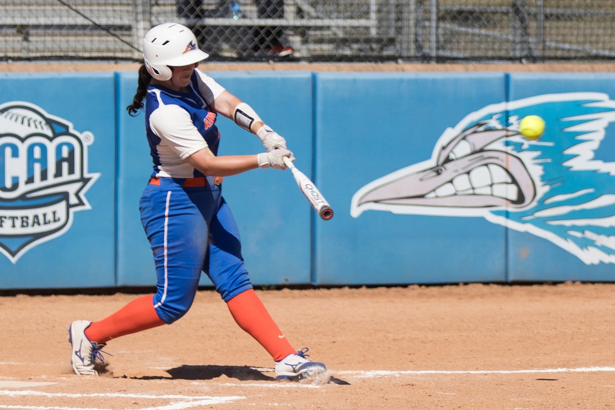 ACAthletics's tweet photo. AC's Ashtyn Alvarez homered twice -- once in each game of the doubleheader -- against Alvin College on Wednesday. (Photos by @EmilieDoerksen) @angelinacollege   @ACRunnersSB @Coach_Mckelvey https://t.co/babL1AdZi2