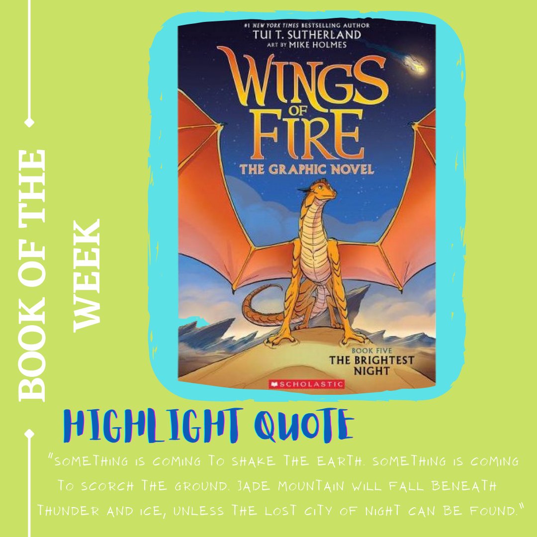 Introducing our NEW AR Book of the Week:
The Brightest Night

With vibrant and captivating illustrations, this New York Times best selling 'Wings of Fire' series soars to new heights in this graphic novel.

Author: Tui T. Sutherland
Illustrator: Mike Holmes
Quiz Number: 350509