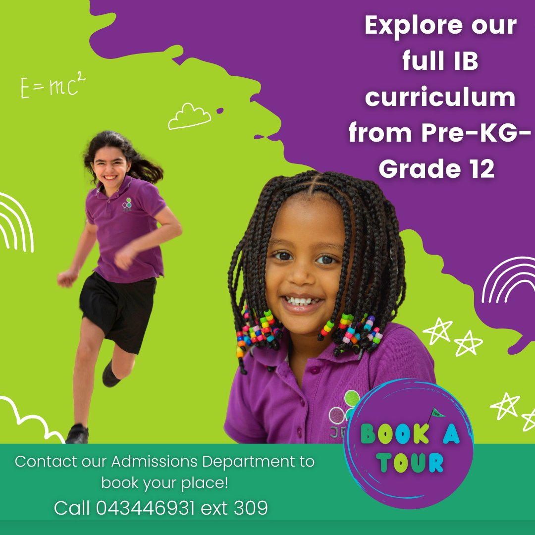 JumeiraSchool's tweet photo. Explore the IB curriculum and book a school tour today! From Pre KG - Grade 12 we provide only the best IB education for students of all ages.
To book a school tour please contact admissions@jbschool.ae
#proudlytaaleem #ibschool #dubaischool #dubai #whichschool https://t.co/aYdZMpzIqv