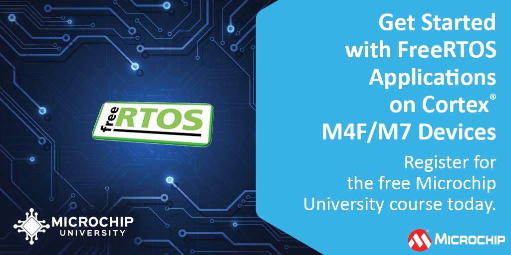 MicrochipTech's tweet image. Get started with FreeRTOS applications on Cortex® M4F/M7 devices, using MPLAB® Harmony v3 -- take our FREE Microchip University course: mchp.us/3hUIfAz. #freertos #mplab #techdesign