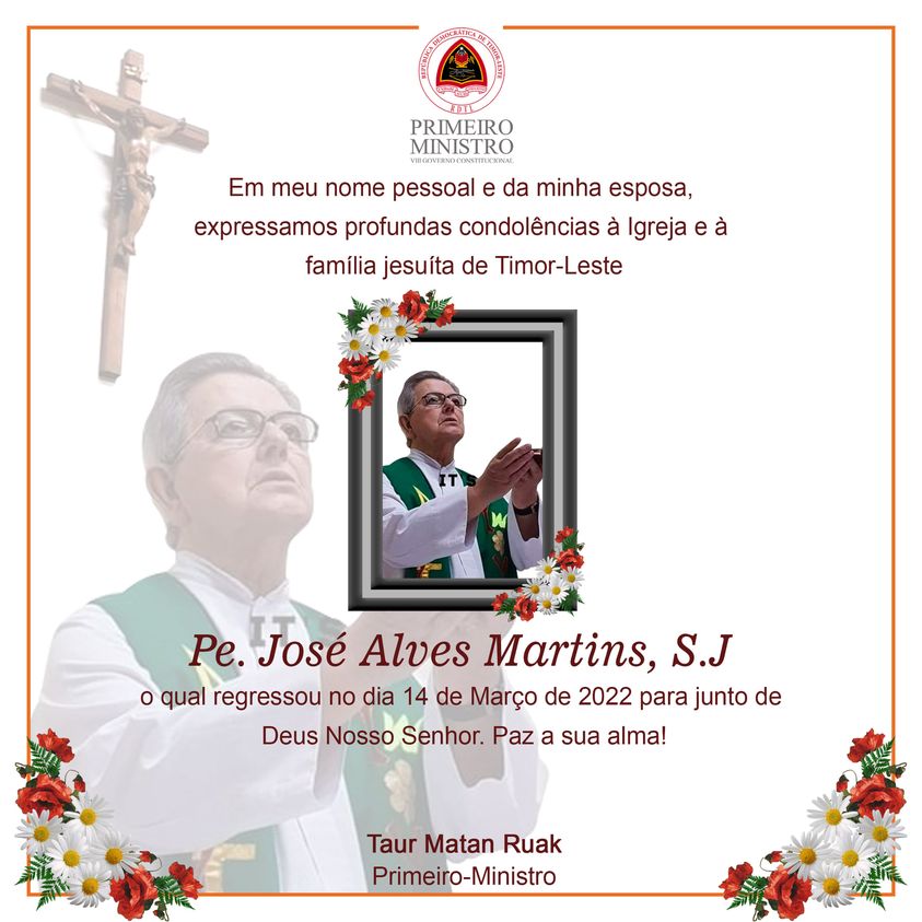 Condolence for the Loss of the late Fr José Alves Martins, SJ gpm.gov.tl/en/kondolensia…