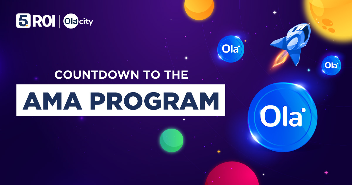 5roiglobal's tweet photo. ⏰Let's look forward to the @OlaCityOffical AMA
🔥Only a few hours left, the #AMA about #OlaCity with the topic: The “NEW” Ola City will start.
💰100.000 OLA Up For Grabs ➡️ https://t.co/2O58jufDlB
#5ROIGlobal #5ROIExchange #OlaCity #ROIToken #OLATokens #AMA https://t.co/kTzNTaNoXp
