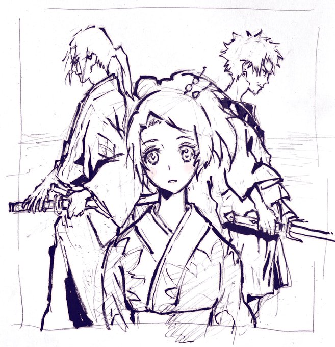 線画 #サムライチャンプルー #fanart #drawing #ぺんてる筆 #procreate 