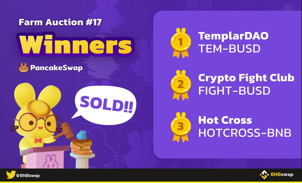 BNB Swap BSC on Twitter "Here are the PancakeSwap farm auction 17