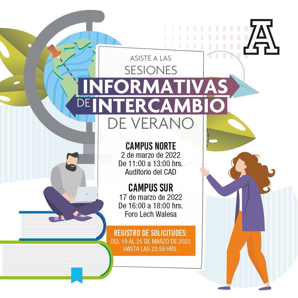 IngAnahuacSur's tweet photo. INFORMACIÓN IMPORTANTE 🤩

Sesión informativa sobre programas de verano en el extranjero - 17 de marzo

Les pedimos su apoyo para la difusión de la sesión informativa híbrida dirigida a estudiantes que desean realizar algún programa de verano en el extranjero.
 
+ https://t.co/ipcfjjFG59