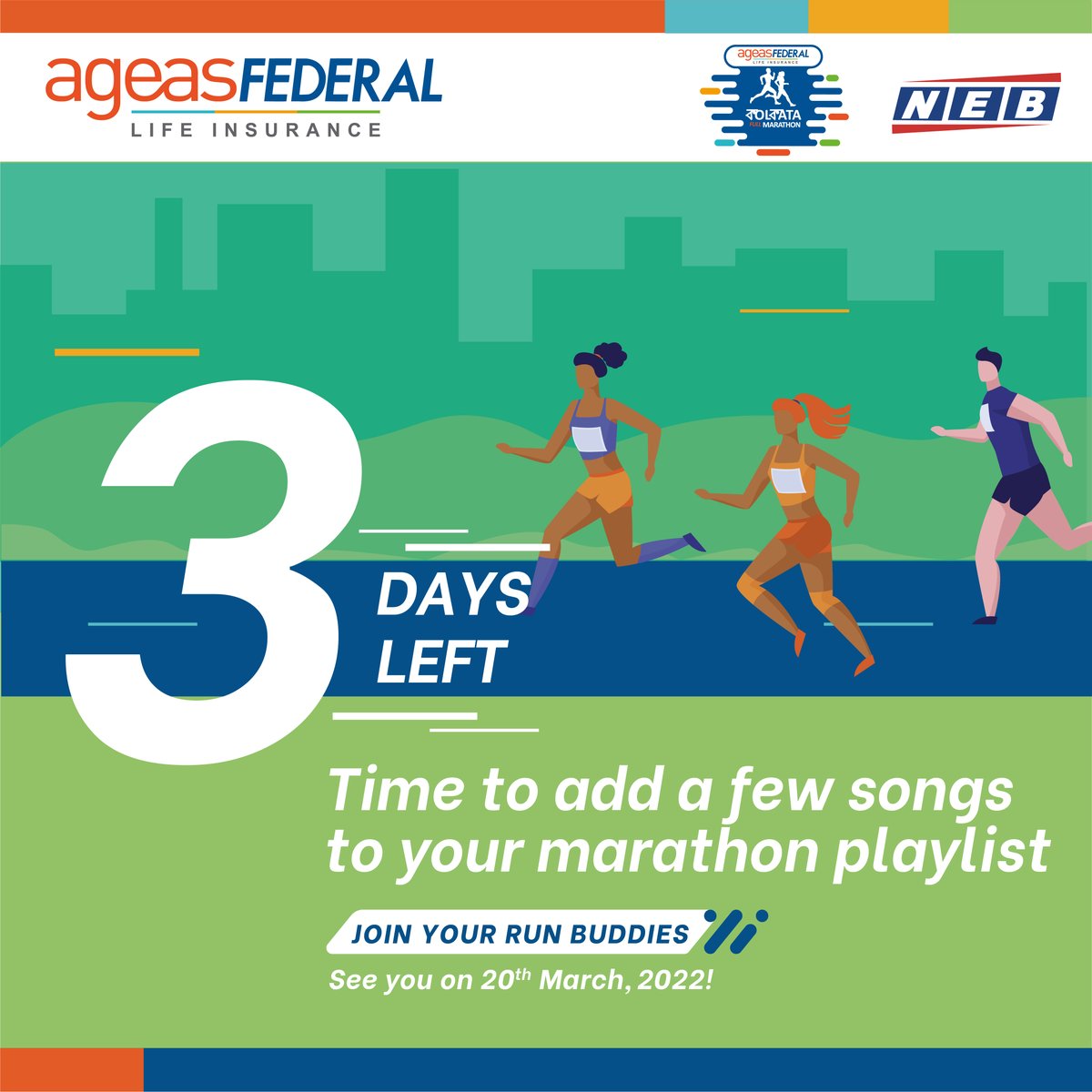 KolFullMarathon's tweet photo. Any song recommendations for marathon runners? We’re all ears.

Lets get ready for the @AgeasFederal Life Insurance Kolkata Full Marathon.

#RunBuddies https://t.co/ej7cGVetKz
