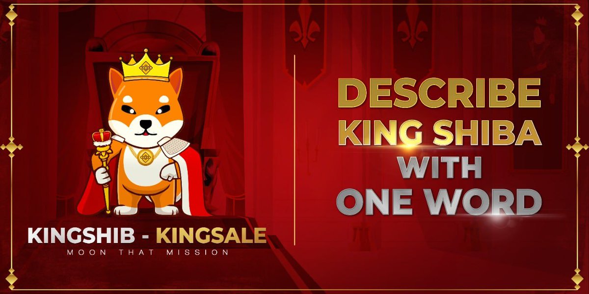 KingShibaBSC's tweet photo. $50 USDT Give away!
How to enter? Simply send out a Quoted retweet describing what King Shiba means to you using one word and include the hash tags below!

Competition ends Saturday the 19th 3PM UTC 

 #SHIB #FLOKI #SHIBA @Shibtoken #SHIBAARMY #DOGE #ELONMUSK @elonmusk #KINGSHIBA https://t.co/PVPuiSu7pz
