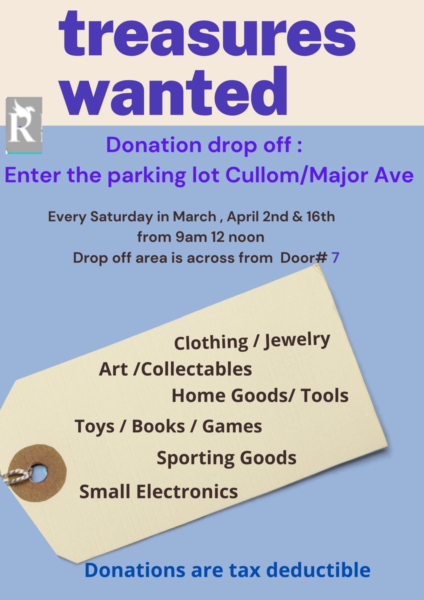 RickoverNavalHS's tweet photo. Hey Rickover Families--Reminder that we will be again collecting donations for our rummage sale THIS SATURDAY, 9am-noon in the parking lot behind the school for our big rummage sale fundraiser on April 23rd &amp; 24th!  #RummageSale #SupportOurCadets https://t.co/HzQRzZfNVA