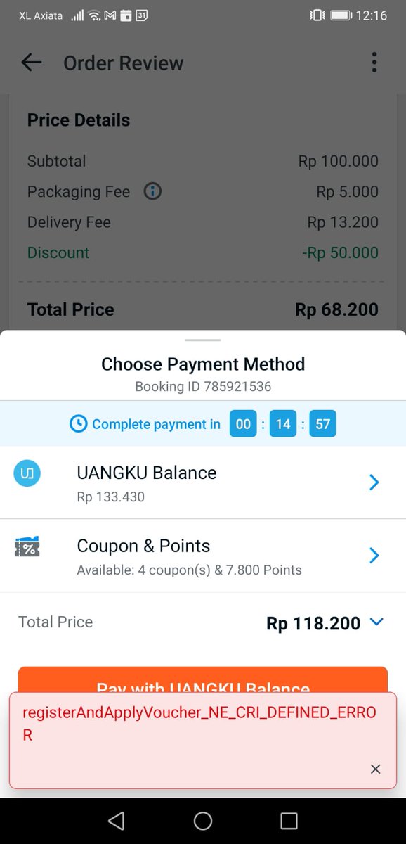 denilukman's tweet photo. @traveloka when I applied coupon in Traveloka Eats, a system error message occured. What happened? https://t.co/ICDpevmTpX
