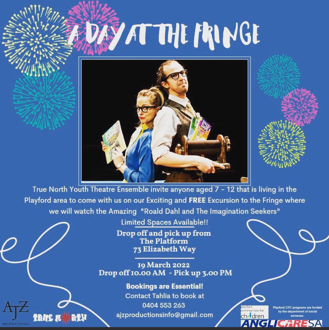 TrueNorthYTE's tweet photo. Wow, only a couple of places left for our FREE and Wonderful excursion to the Adelaide Fringe!  We are nearly Sold Out!!! For more info and bookings contact Tahlia: 0404 553 263 or ajzproductionsinfo@gmail.com  #free #excursion #adlfringe #theatre #artsforkids #Adelaide https://t.co/uBN1kcTiBt