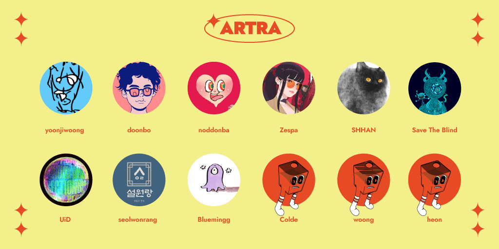 ARTRA2022's tweet photo. 🎨This is ARTRA, an #NFT artist group that delivers various styles and messages.
🎨다양한 화풍 과 메시지를 던지는 #NFT 아티스트 그룹 
ARTRA 입니다. https://t.co/GgaKJZMmM6