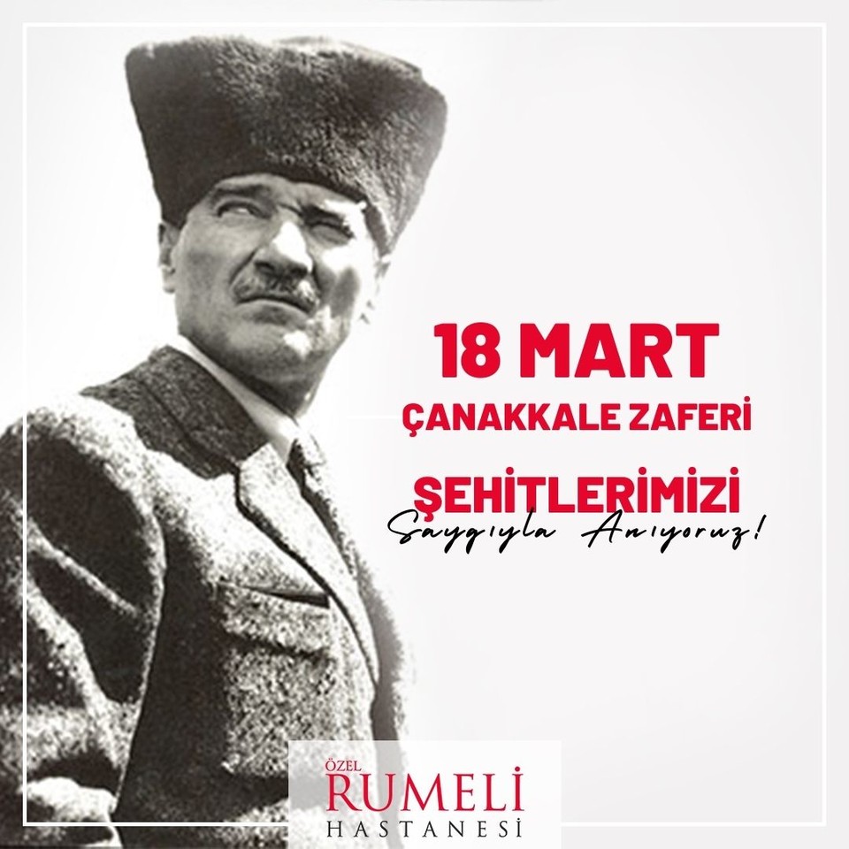 18 Mart Çanakkale Zaferi
Başta Gazi Mustafa Kemal Atatürk ve silah arkadaşları olmak üzere, vatanımızın bölünmez bütünlüğü için hayatlarını feda eden Aziz şehitlerimizi Minnet ve Saygıyla Anıyoruz.
#18martçanakkalezaferi #çanakkalezaferi #özelrumelihastanesi