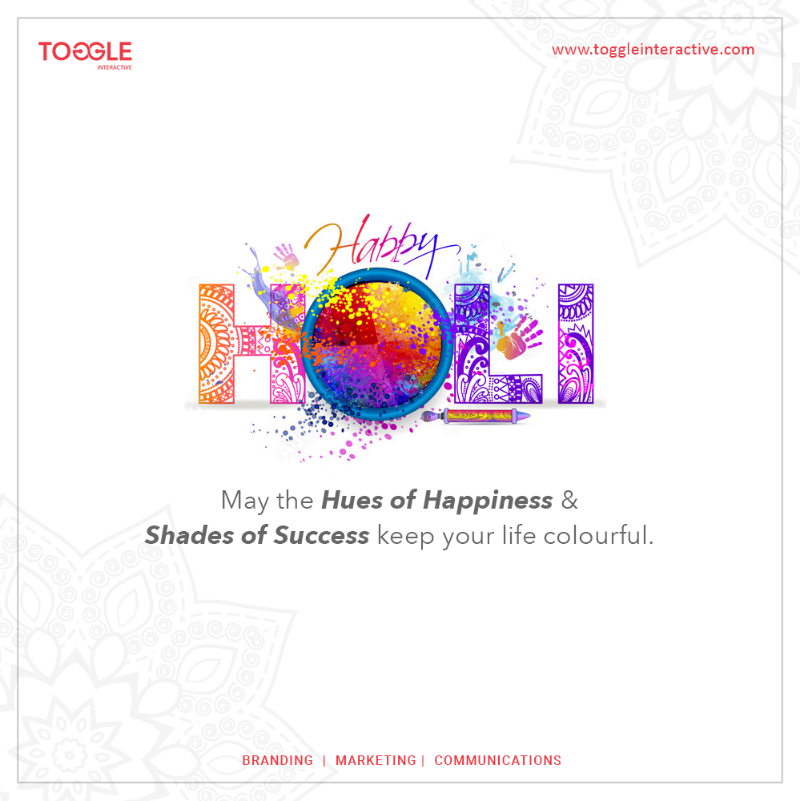 ToggleDigital's tweet photo. May the hues of happiness &amp; shades of success keep your life colourful. Happy Holi from Toggle. #Holi #FestivalOfColours #HoliFestival #Colours #India #Branding #Marketing #Communication #ToggleInteractive https://t.co/Fp8QzSXyqX