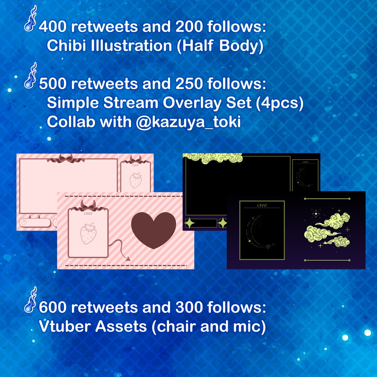saysayvt's tweet image. ✨ 1K Milestone Giveaway ✨
As promised, I will be having a mini giveaway here.
I hope people will join, but a lot of thanks for those who will participate in this event.

Mechanics: Follow and RT
Good luck! 💙

#PHVtuber #ENVtubers #Vtubers #VtuberAssets #VtuberEN #ENVtuber #art