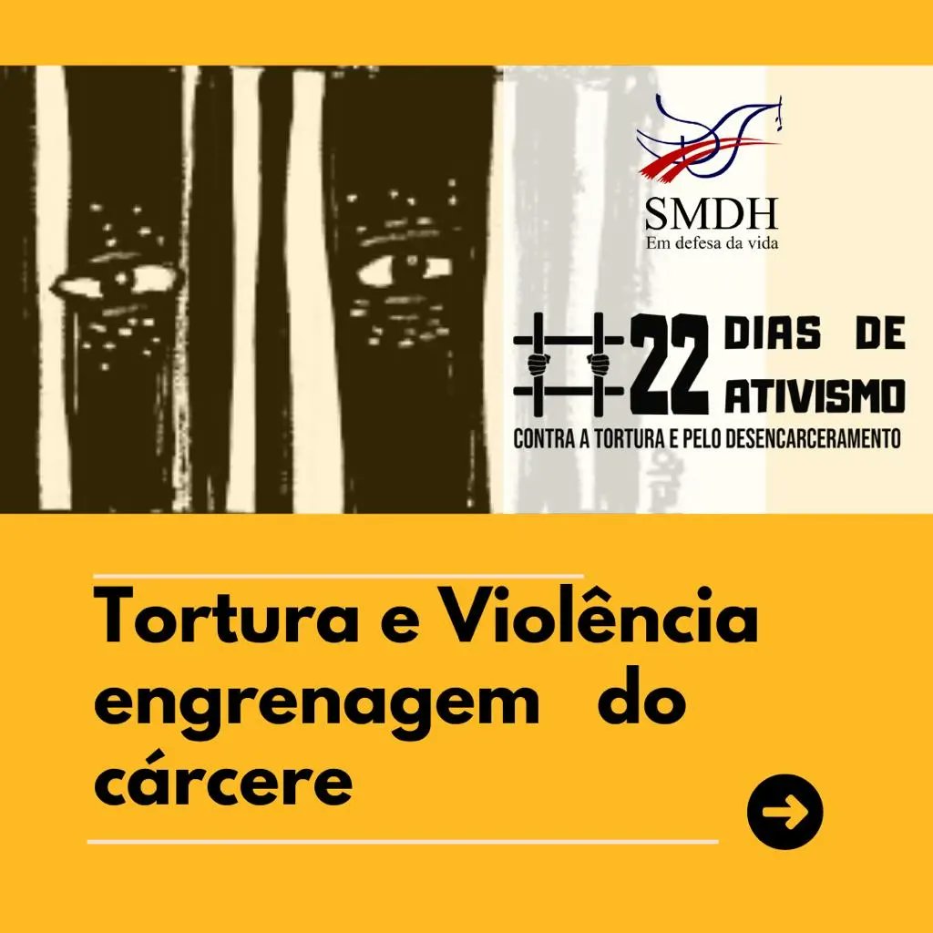 smdhvida's tweet photo. Tortura e Violência
Engrenagem do Cárcere. No  primeiro semestre de 2021 foram identificados 970 casos de agressão, 229 casos de ameaça, 163 casos de invasão domicíliar, 81 casos de homicídios e 96 casos de tortura.
 #22Dias  #contratortura 
#22diasativismo2022 https://t.co/D9nEHkAkXg