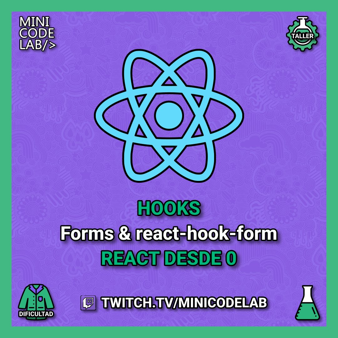minicodelab's tweet image. ¡Hoy traemos el segundo TALLER de REACT desde CERO de la semana! 🚀
A las 20.30 horas vamos con el último directo de iniciación a React, vamos a ver FORMULARIOS y una librería para gestionarlos a todos, ¡no te lo pierdas!
twitch.tv/minicodelab
#MiniCodeLab