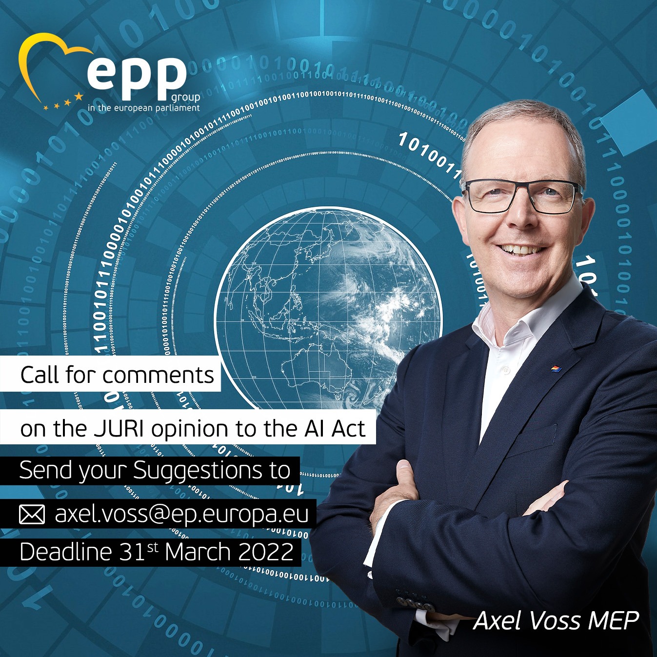 Axel Voss MdEP on Twitter "📣CALL FOR INPUT After presenting my draft report on the AIAct in