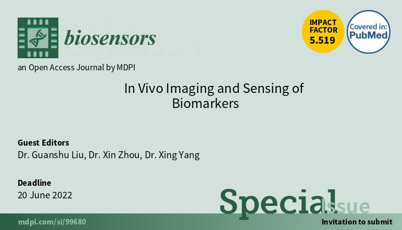Biosensors_MDPI's tweet photo. #Specialissue 
"In #Vivo Imaging and Sensing of Biomarkers" 
✏️ Guest edited by: Dr. Guanshu Liu, Dr. Xin Zhou and Dr. Xing Yang
👉https://t.co/X0tFrLfynv
#Biosensors https://t.co/IuGjpLzeiN