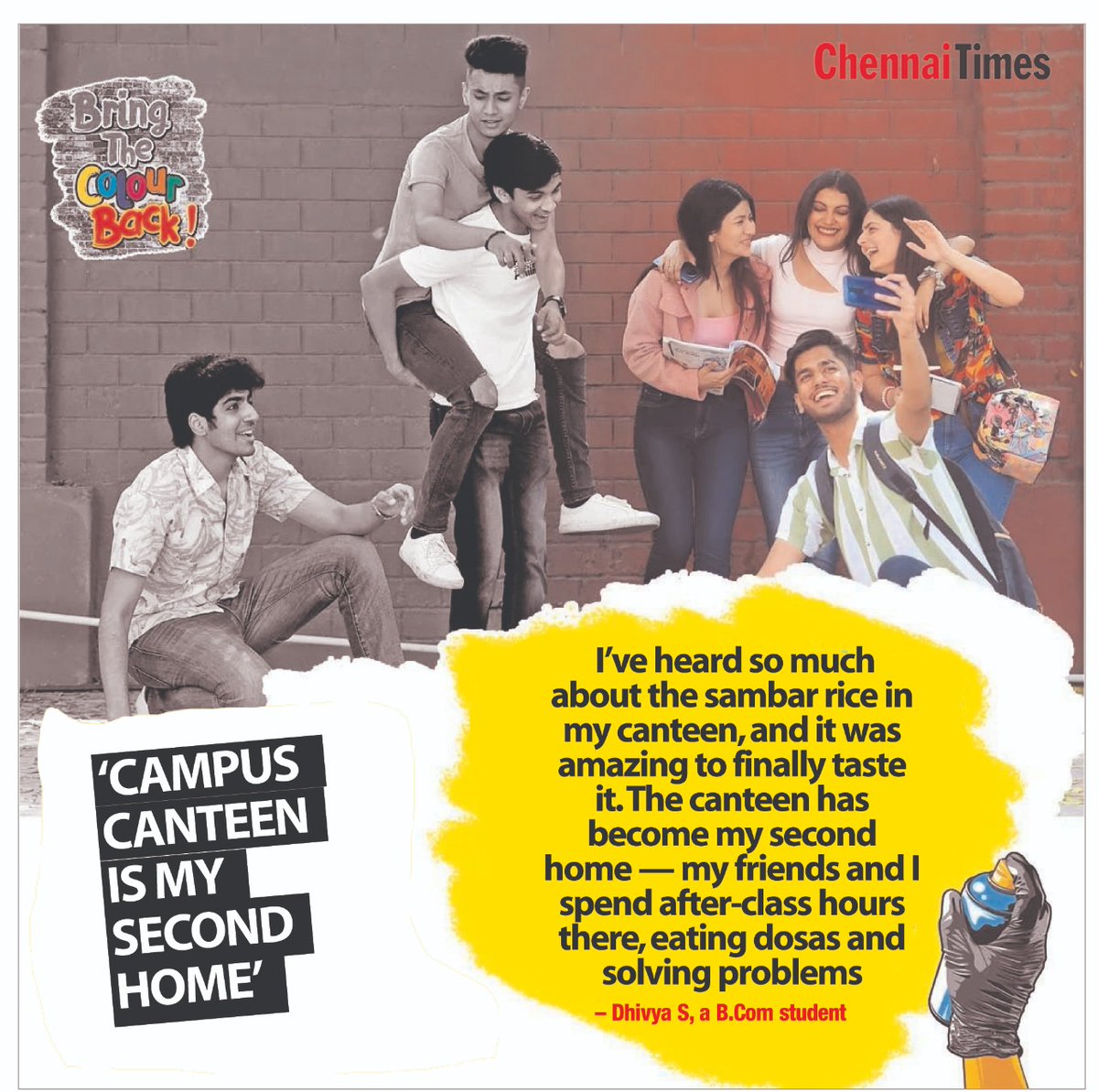 ChennaiTimesTOI's tweet photo. After 2 years, students have returned to the campus & want to make the most of it by lapping up every experience. From #friends & #fests, to #food, #fashion and fun, tap the link in our story to know what the #college-goers are looking forward to
#bringthecolourback #Chennai https://t.co/QTcvOus0J5