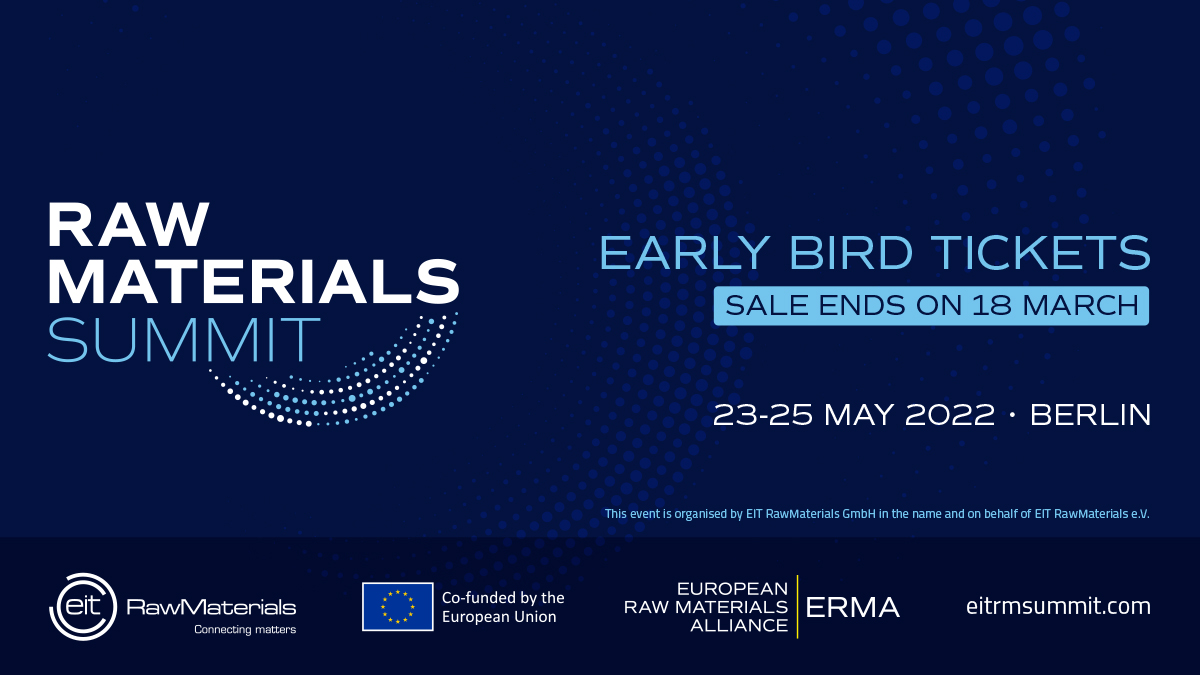 20% EARLY BIRD DISCOUNT ENDS TOMORROW AT MIDNIGHT

Join ERMA at the #RMSummit2022 to connect with the network of partners and learn the latest insights from the EC, industry, academia and NGOs building a thriving green economy.

Save your seat at 🔗 eitrm.eu/RMSummit2022_E…