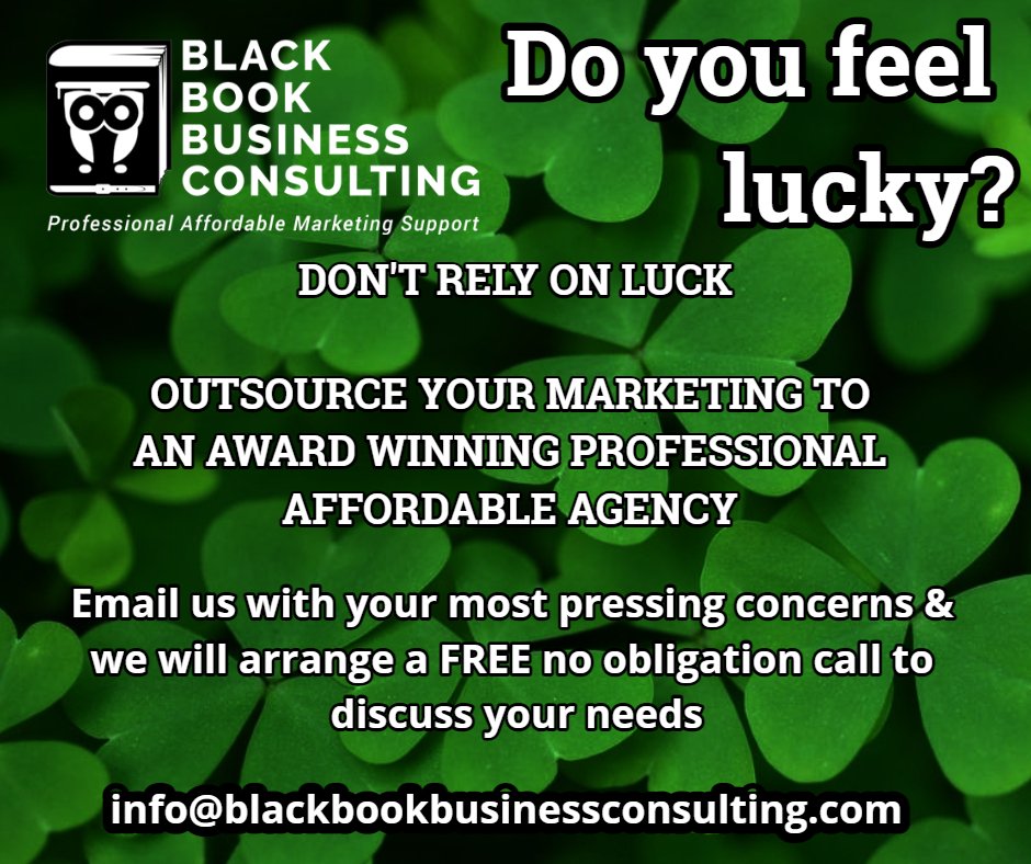 BlackBookBusin1's tweet photo. Outsource your marketing and work with an award-winning digital agency @BlackBookBusin1 Please email us today! 
#businessowner #entrepreneur #marketing #digitalmarketing #business #sme #EssexBiz #strategy #agency #march #digitalreview #stpatricksday #shamrock #clover https://t.co/hJspGyVJ3q