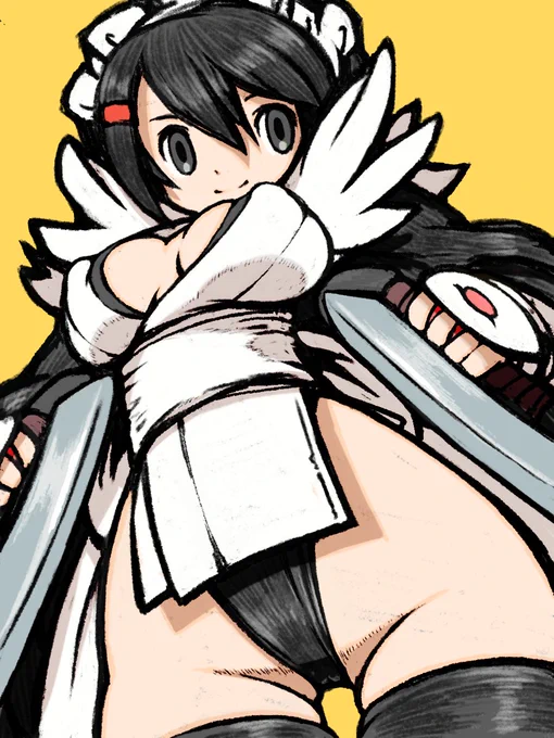 めいど! 描いといてなんですが、いろはは流石に属性偏りすぎだと思うw #サムライスピリッツ #いろは #格ゲーキャラ描こうぜ 