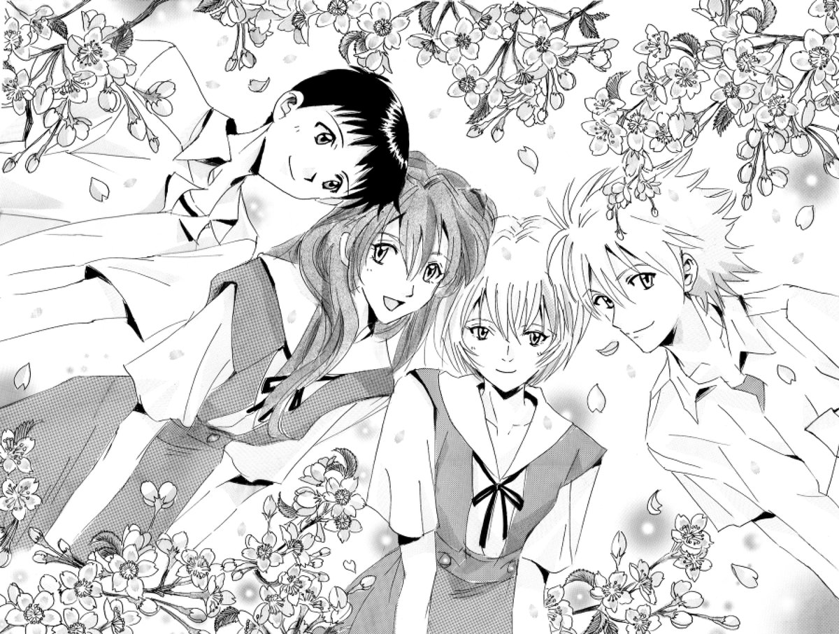久々のエヴァお絵描き。遅ればせながらシンエヴァ公開1周年おめでとうございます、そして最優秀アニメーション作品賞ご受賞誠におめでとうございます㊗最後のエヴァでやっと幸せになれたチルドレンたちを見届けられたので、桜流しを聴いても辛くなくなりました🌸これからもみんなずっと大好き🌸