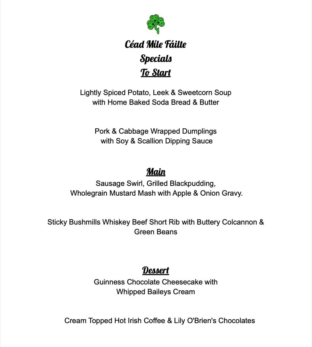 🍀 SAINT PATRICKS DAY 🍀

Celebrate Saint Patricks Day today (Thursday 17th March) with an Irish inspired menu... enjoy a few drinks too while it's tradition! 

Swipe for the menu, walk ins welcome or 
Book your table : golden-ball.co.uk/reservations