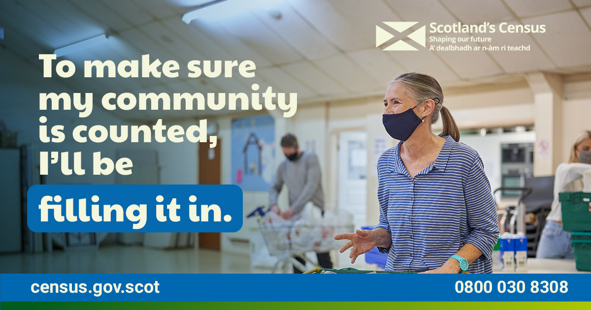 argyllandbute's tweet image. Today is Scotland's #CensusDay.

You should have already received a letter with instructions for taking part. 

Visit census.gov.scot or call 0800 030 8308 for help and guidance on the questions, or if you need support to fill it in.