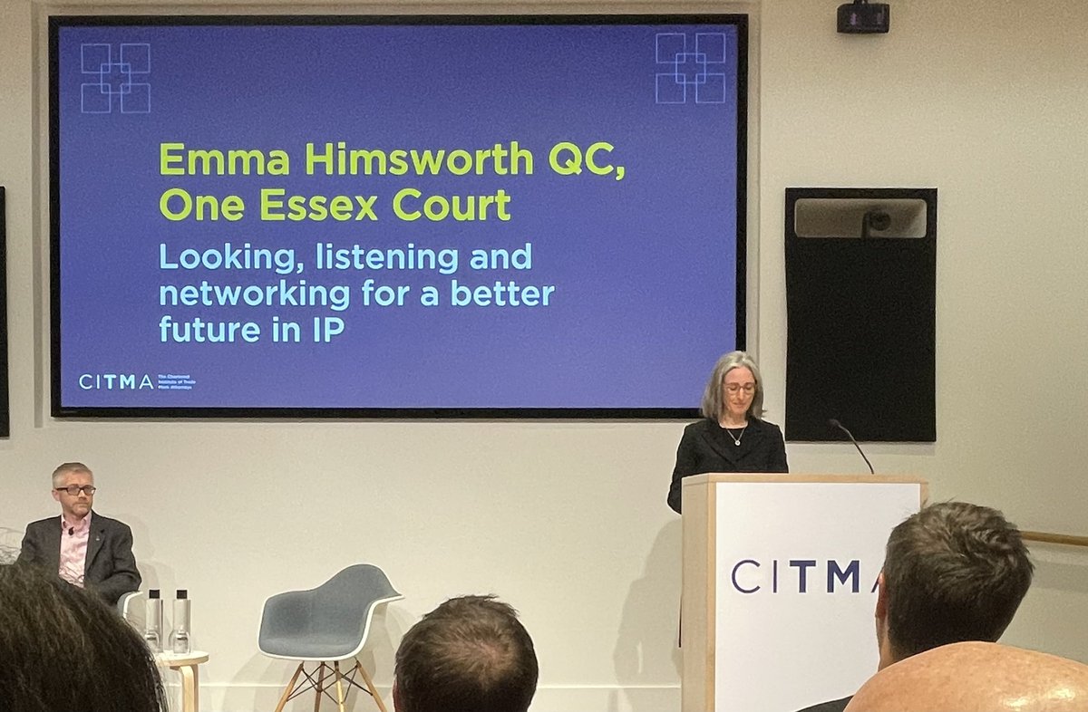 ansons_cherrie's tweet photo. Great to #reconnect at #springCITMA.  Keynote speech at #springCITMA from Emma Himsworth QC.  Looking, listening and networking for a better future in IP. https://t.co/lF4MyGrjxT
