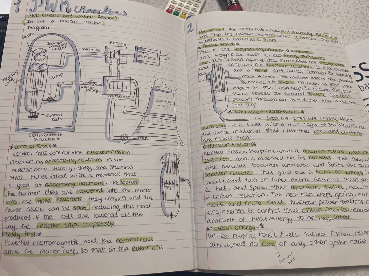 JESSScienceDept's tweet photo. Look at this fantastic revision page from Marissa in @JESSYear10 recapping the nuclear physics topic #JESSPhysics #JESSRevision @ScienceWeekUK #BSW2022 https://t.co/v23akSPX6l