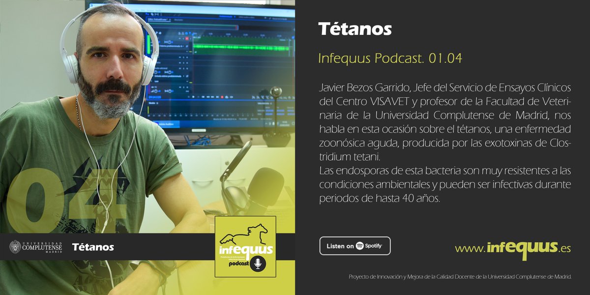 VISAVET's tweet photo. Nuevo episodio de #InfequusPodcast 🐎 Javier Bezos Garrido, Jefe del Servicio de Ensayos Clínicos de @visavet y profesor de la @VeterinariaUCM @unicomplutense nos habla en esta ocasión sobre el #tétanos.
https://t.co/vjvfKBruTP https://t.co/f5dRkWm3Ct