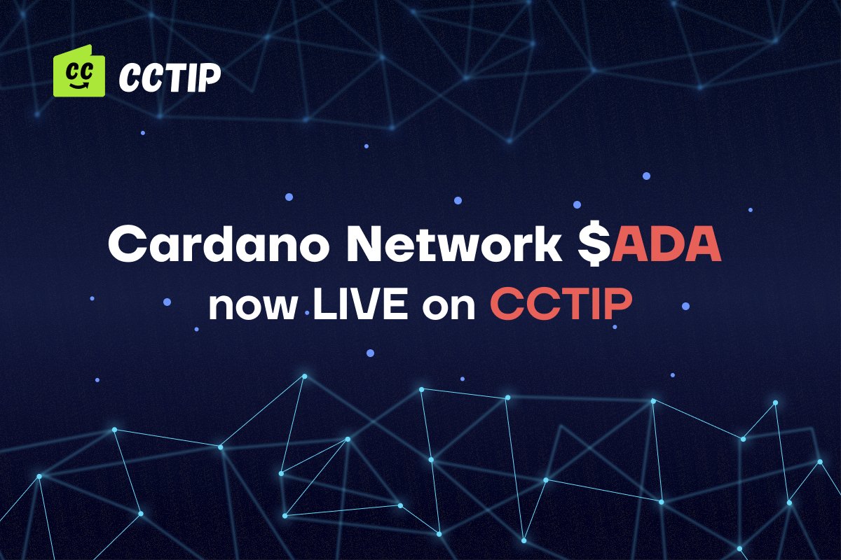 CwalletOfficial's tweet photo. 🔥CCTIP Supports Cardano Network &amp; Lists $ADA @Cardano

New integration would help millions of CCTIP users to utilize cheap fees and faster transactions through the Cardano network. 

Details on Medium: https://t.co/cgj0OTMBnM

@cctip_com draw 30 ADA 3000
✅Follow Medium+Retweet https://t.co/6D9zhHVQ7i